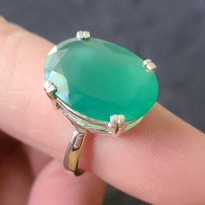 Green Onyx Ring in Sterling Silver-Chunky Onyx Ring in Sterling Silver